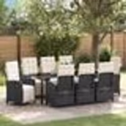 vidaXL Ensemble de salle à manger de jardin 9 pièces avec des coussins en poly rotin noir