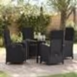 vidaXL Set de jardin de 5 pièces avec coussins en poly rotin noir
