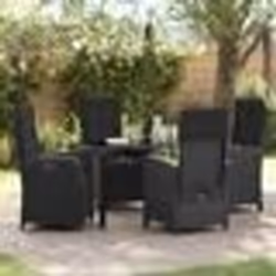 vidaXL Ensemble de Salle à Manger de Jardin 5 Pièces avec Coussins Noirs en Rattan Synthétique.