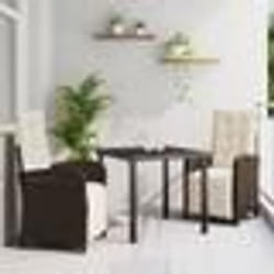 vidaXL Ensemble de repas de jardin 3 pièces avec coussins en poly rotin brun