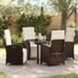vidaXL Ensemble de salle à manger de jardin 5 pièces avec coussins en rattan marron