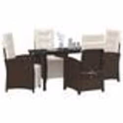 vidaXL Set de salle à manger de jardin 5 pièces avec coussins en poly rotin marron