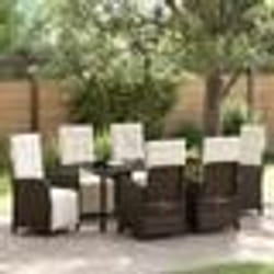 vidaXL Set de jardin de 7 pièces avec des coussins en rotin synthétique marron