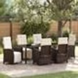 vidaXL Ensemble de salle à manger de jardin 7 pièces avec coussins en poly rattan marron