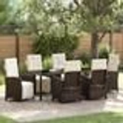 vidaXL Ensemble de salle à manger de jardin 7 pièces avec coussins en poly rattan marron