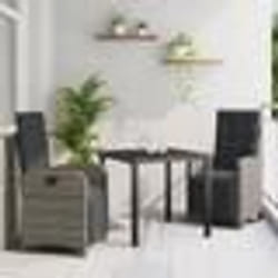 vidaXL Ensemble de salle à manger de jardin 3 pièces avec coussins gris en poly rotin