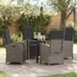 vidaXL Set de salle à manger de jardin 5 pièces avec des coussins en poly rotin gris
