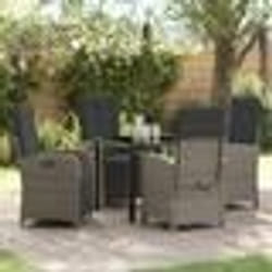 vidaXL Set de salle à manger de jardin 5 pièces avec des coussins en poly rotin gris