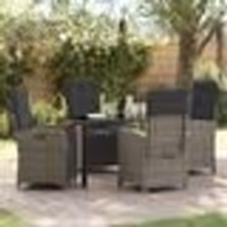 vidaXL Ensemble de jardin 5 pièces avec coussins gris en polyrotin