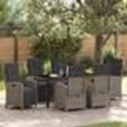 vidaXL Ensemble de salle à manger de jardin 7 pièces avec coussins gris en poly rotin