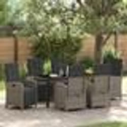vidaXL Ensemble de salle à manger de jardin 7 pièces avec coussins gris en poly rotin