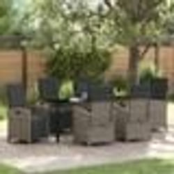 vidaXL Ensemble de jardin 7 pièces avec coussins gris en poly rotin