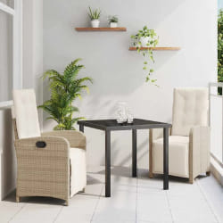 vidaXL Ensemble de jardin 3 pièces avec des coussins en poly rotin beige
