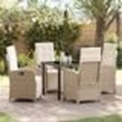 vidaXL Ensemble de jardin 5 pièces avec coussins beiges en poly rotin
