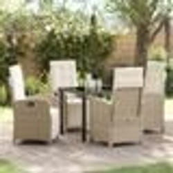 vidaXL Ensemble de jardin 5 pièces avec coussins beiges en poly rotin