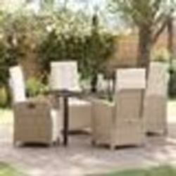 vidaXL Ensemble de salle à manger de jardin 5 pièces avec coussins en poly rotin beige