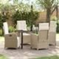 vidaXL Ensemble de salle à manger de jardin 5 pièces avec coussins en poly rotin beige