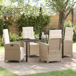 vidaXL Ensemble de salle à manger pour jardin 5 pcs Beige polyrotin