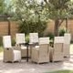 vidaXL Ensemble de jardin 7 pièces avec coussins beige en poly rotin