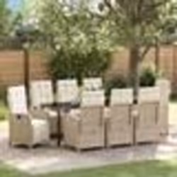 vidaXL Ensemble de jardin 9 pièces avec coussins beiges en poly rattan