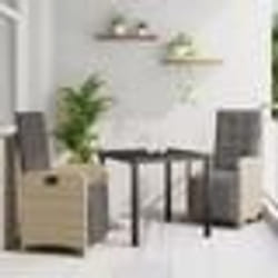 vidaXL Ensemble de jardin 3 pièces avec coussins beiges en poly rotin