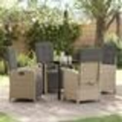 vidaXL Ensemble de jardin 5 pièces avec des coussins en poly rotin beige