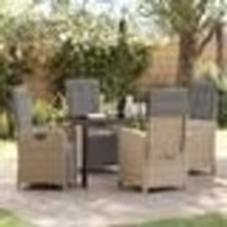 vidaXL Set de salle à manger de jardin 5 pièces avec coussins en poly rotin beige