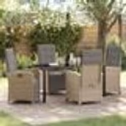 vidaXL Ensemble de jardin 5 pièces avec coussins beiges en poly rattan