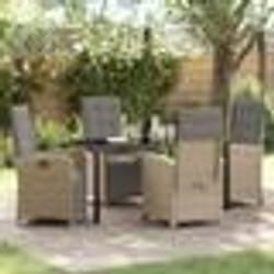 vidaXL Ensemble de jardin 5 pièces avec coussins beiges en poly rattan