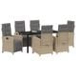 vidaXL Ensemble de salle à manger de jardin 7 pièces avec coussins en poly rotin beige