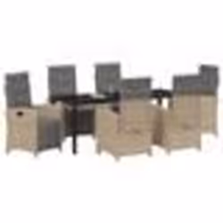 vidaXL Ensemble de salle à manger de jardin 7 pièces avec des coussins en poly rotin beige