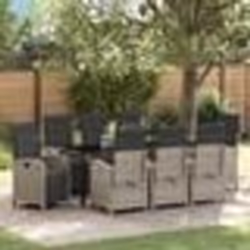 vidaXL Set de jardin 9 pièces avec des coussins en poly rotin gris clair
