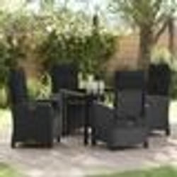 vidaXL Ensemble de jardin 5 pièces avec coussins - Rattan noir