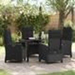 vidaXL Ensemble de salle à manger de jardin 5 pièces avec des coussins - Rotin poly noir
