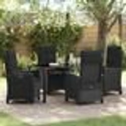 vidaXL Set de Jardin 5 pièces avec coussins – Rattan Synthétique Noir