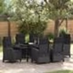 vidaXL Ensemble de salle à manger de jardin 7 pièces avec coussins - Noir en poly rattan