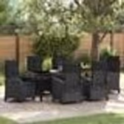 vidaXL Ensemble de salle à manger de jardin 7 pièces avec coussins - Poly rotin noir