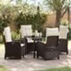 vidaXL Ensemble de Salle à Manger de Jardin de 5 Pièces avec Coussins - Rattan Poly Marron