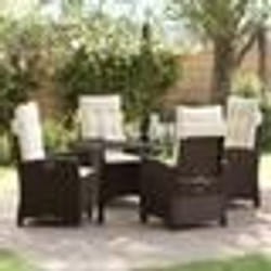 vidaXL Set de salle à manger de jardin 5 pièces avec des coussins - Rattan poly marron