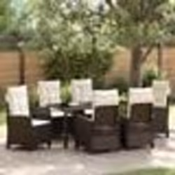 vidaXL Ensemble de jardin 7 pièces avec coussins – Rattan poly marron.