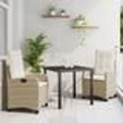 vidaXL Ensemble de salle à manger de jardin 3 pièces avec des coussins - Tressé poly beige