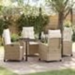 vidaXL Ensemble de salle à manger de jardin 5 pièces avec coussins - Beige en poly rotin
