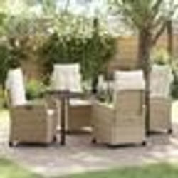 vidaXL Ensemble de salle à manger de jardin 5 pièces avec coussins - Beige en poly rotin