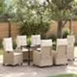 vidaXL Ensemble de salle à manger de jardin de 7 pièces avec coussins en rattan poly beige.
