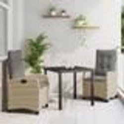 vidaXL Ensemble de jardin 3 pièces avec coussins beiges - Poly rotin