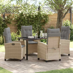 vidaXL Ensemble de salle à manger de jardin 5 pièces avec coussins - Rattan polybeige.