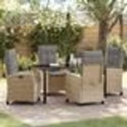 vidaXL Set de salle à manger de jardin 5 pièces avec coussins - Rattan poly beige