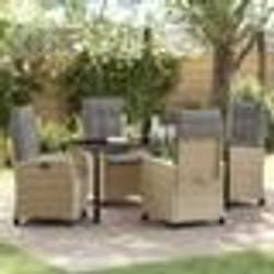 vidaXL Set de salle à manger de jardin 5 pièces avec coussins - Rattan poly beige