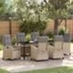 vidaXL Ensemble de salle à manger de jardin - 7 pièces avec coussins en rattan poly beige.