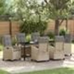 vidaXL Ensemble de salle à manger de jardin - 7 pièces avec coussins en rattan poly beige.